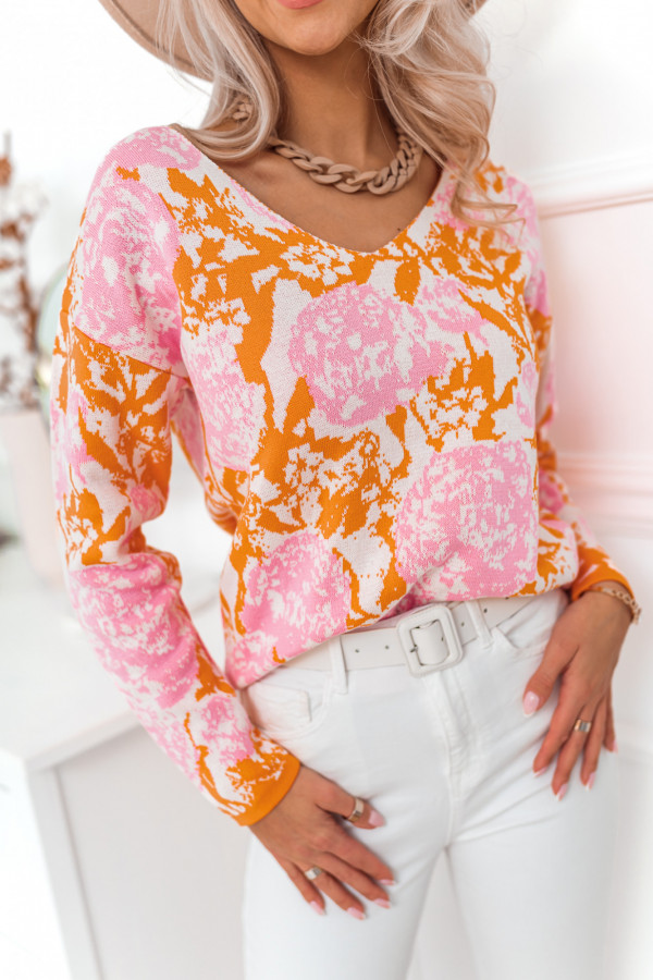 Sweterek MIA POWDER FLOWERS orange